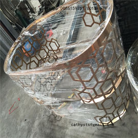 طاولة رخامية لفندق كلاسيكي جديد بلون البرونز بتصميم مجوف من الفولاذ المقاوم للصدأ المزود