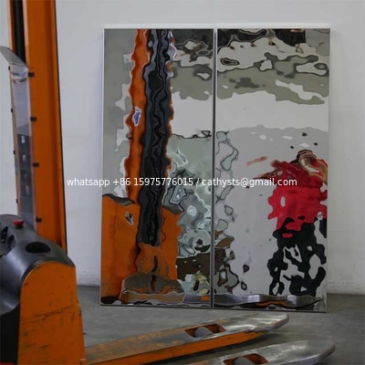 304 316 201 مرآة مصقولة فضي ذهبي شامبانيا ملون ماء معدن ماء فولاذ مقاوم للصدأ صفائح مموجة للواجهة المزود